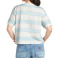 Dickies Women's Ribbed Striped Short Sleeve Crew Neck T-Shirt Blue Size Large