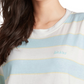 Dickies Women's Ribbed Striped Short Sleeve Crew Neck T-Shirt Blue Size Large