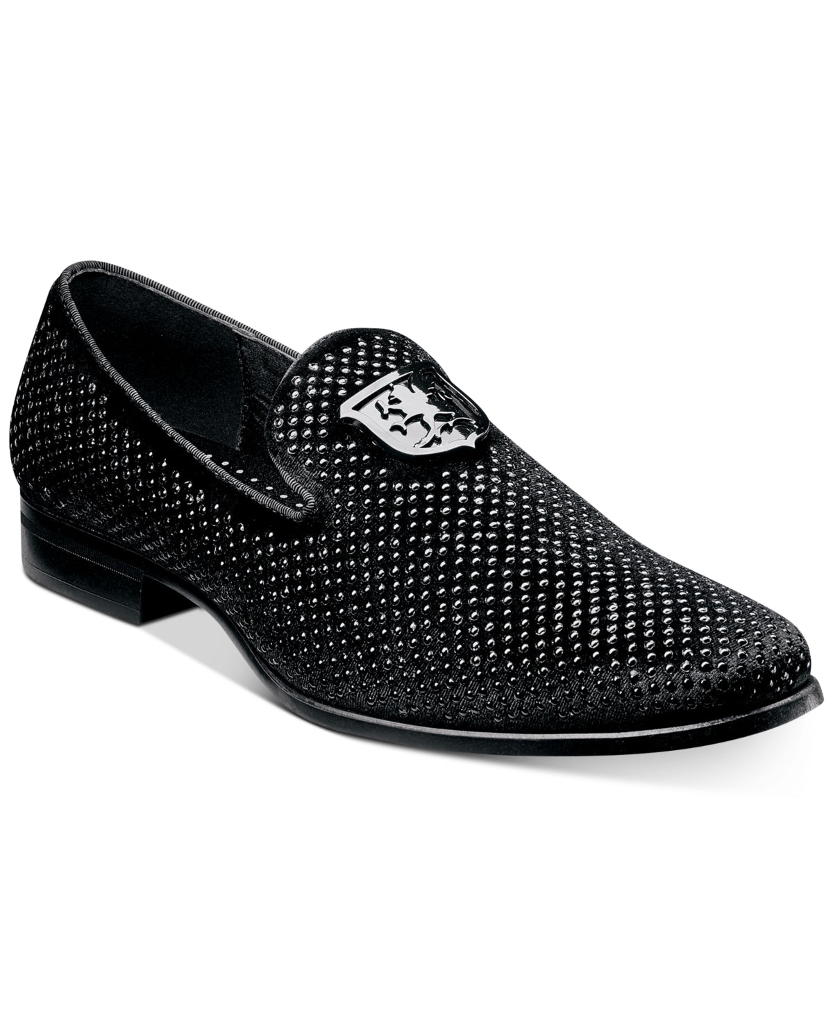 Stacy Adams Men's Swagger Studded Ornament Slip On Shoes Black Size 12 M