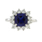 Created Sapphire Moissanite Ring Sterling Silver