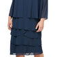 SL Fashions Women's Embellished Tiered Dress With Jacket Blue Size 18W
