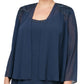 SL Fashions Women's Embellished Tiered Dress With Jacket Blue Size 18W