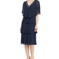 SL Fashions Women's Tiered Chiffon Dress With Cardigan Blue Size 14
