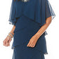SL Fashions Women's Embellished Tiered Chiffon Dress Blue Size 12