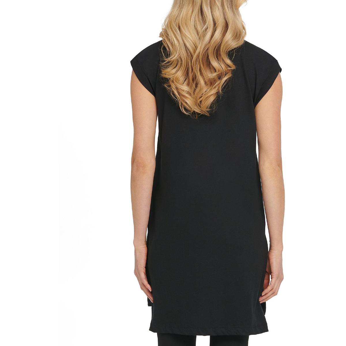 DKNY Women's High Low Logo Tunic Black Size Small