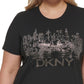 DKNY Women's Embellished Cotton T-Shirt Black Size 1X