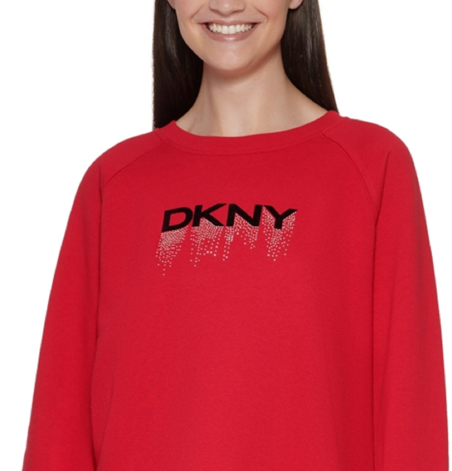 DKNY Women's Sport Embellished Logo Sweatshirt Red Size X-Large