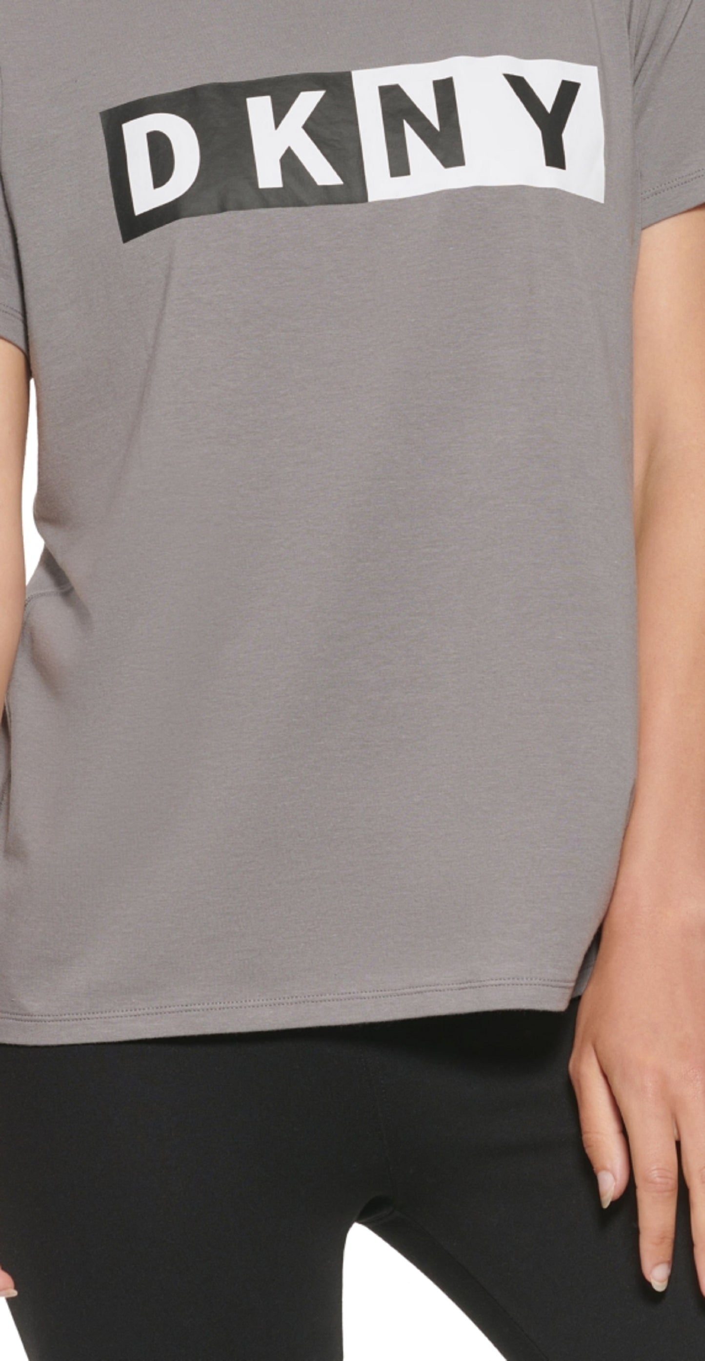 DKNY Women's Logo T-Shirt Gray Size Medium