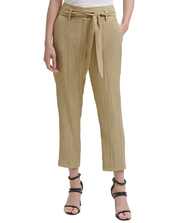 DKNY Women's Textured High Rise Pants Green Size 6 Petite