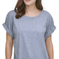 DKNY Women's Solid Elastic Cuff Top Gray Size Small