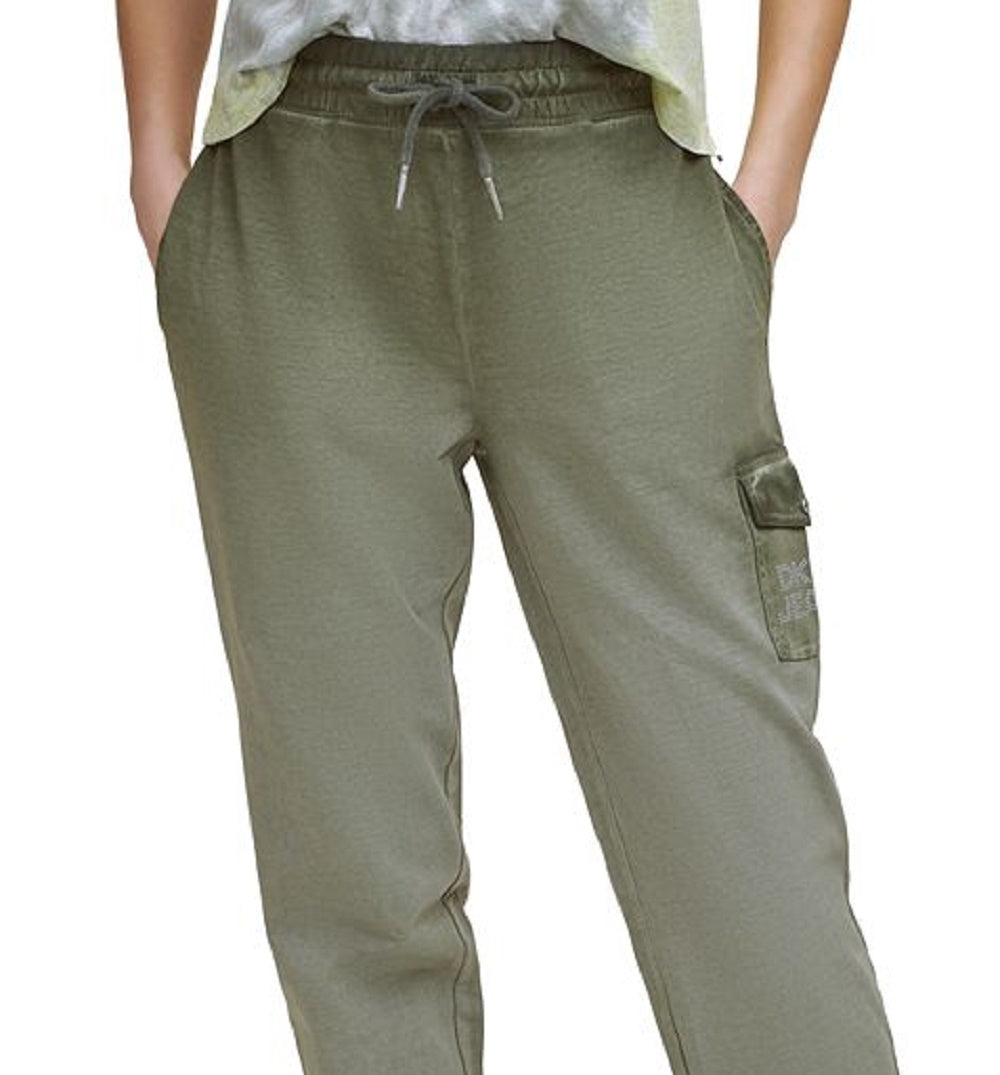 DKNY Women's Cotton Cargo Jogger Pants Green Size Small