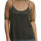 DKNY Women's Tulle Overlay Top Green Size Medium