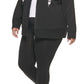 DKNY Women's Logo Drawstring French Terry Hoodie Black Size 1X