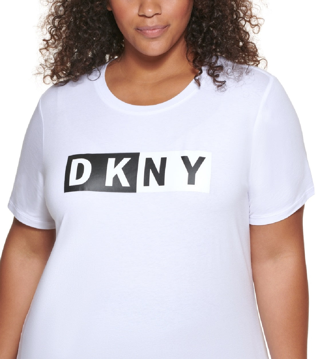 DKNY Women's Two Tone Logo Graphic T-Shirt White Size 2X