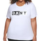 DKNY Women's Two Tone Logo Graphic T-Shirt White Size 2X