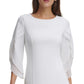 DKNY Women's Sheath With 3/4 Chiffon Sleeves White Size 4