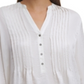 DKNY Women's Pleated Button Neck Top Ivory Size X-Large