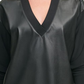 DKNY Women's Faux Leather Front Sweatshirt Black Size Medium