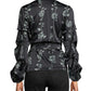 Nicole Miller Women's Floral Print Wrap Top Black Size Petite