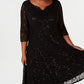 SL Fashions Women's Sequined Lace Dress Black Size 18W