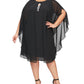 SL Fashions Women's Rhinestone Chiffon Dress & Capelet Black Size 20W