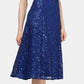 SL Fashions Women's Sequined Lace Midi Dress Blue Size 4