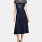 SL Fashions Women's Sequined Lace Midi Dress Blue Size 6