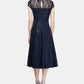 SL Fashions Women's Sequined Lace Midi Dress Blue Size 12