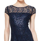 SL Fashions Women's Sequined Lace Midi Dress Blue Size 12