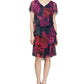 SL फैशन्स विमेन फ्लोरल स्लीवलेस बोट नेक नी-लेंथ रफ़ल्ड ड्रेस पिंक साइज़ 6 पेटीट