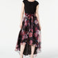 SL Fashions Women's High Low Floral Skirt Gown Black Size 4