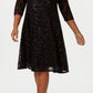 SL Fashions Women's Sequined Lace Dress Black Size 14W