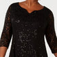 SL Fashions Women's Sequined Lace Dress Black Size 14W