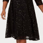 SL Fashions Women's Sequined Lace Dress Black Size 14W
