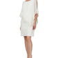 SL Fashions Women's Foil Trim Asymmetrical Popover Capelet Sheath Dress White Size 6