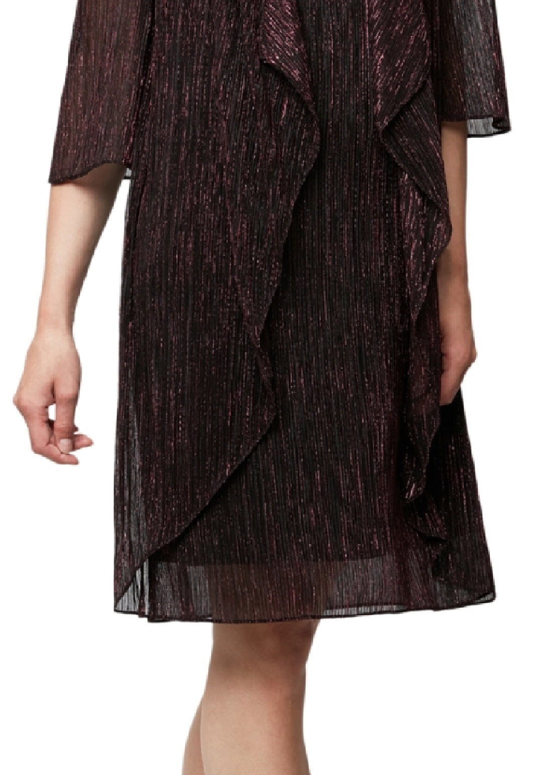 SL Fashions Women's Metallic Jacket Dress Black Size 16