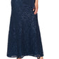SL Fashions Women's Chiffon Popover Sequin Lace Gown Blue Size 16