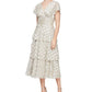 SL Fashions Women's Metallic Dotted Ruched Waist Dress Yellow Size 10