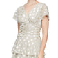 SL Fashions Women's Metallic Dotted Ruched Waist Dress Yellow Size 10