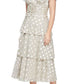 SL Fashions Women's Metallic Dotted Ruched Waist Dress Brown Size 14