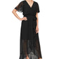 SL Fashions Women's Ruffled Wrap Dress Black Size 14