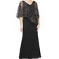SL Fashions Women's Popover V Neck Glitter Floral With Asymetric Cape Black Size 6
