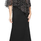 SL Fashions Women's Floral Glitter Popover V Neck Gown Black Size 8