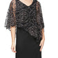 SL Fashions Women's Floral Glitter Popover V Neck Gown Black Size 8