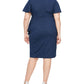SL Fashions Women's Shimmer Knit Surplice Dress Blue Size 22W
