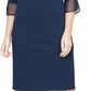 SL Fashions Women's Pleated Cuff Sheath Dress Blue Size 18