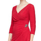 SL Fashions Women's Embellished Faux Wrap Sheath Dress Red Size 16