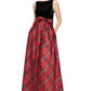 SL Fashions Women's Velvet Plaid Belted Gown Black Size 14