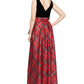 SL Fashions Women's Velvet Plaid Belted Gown Black Size 14