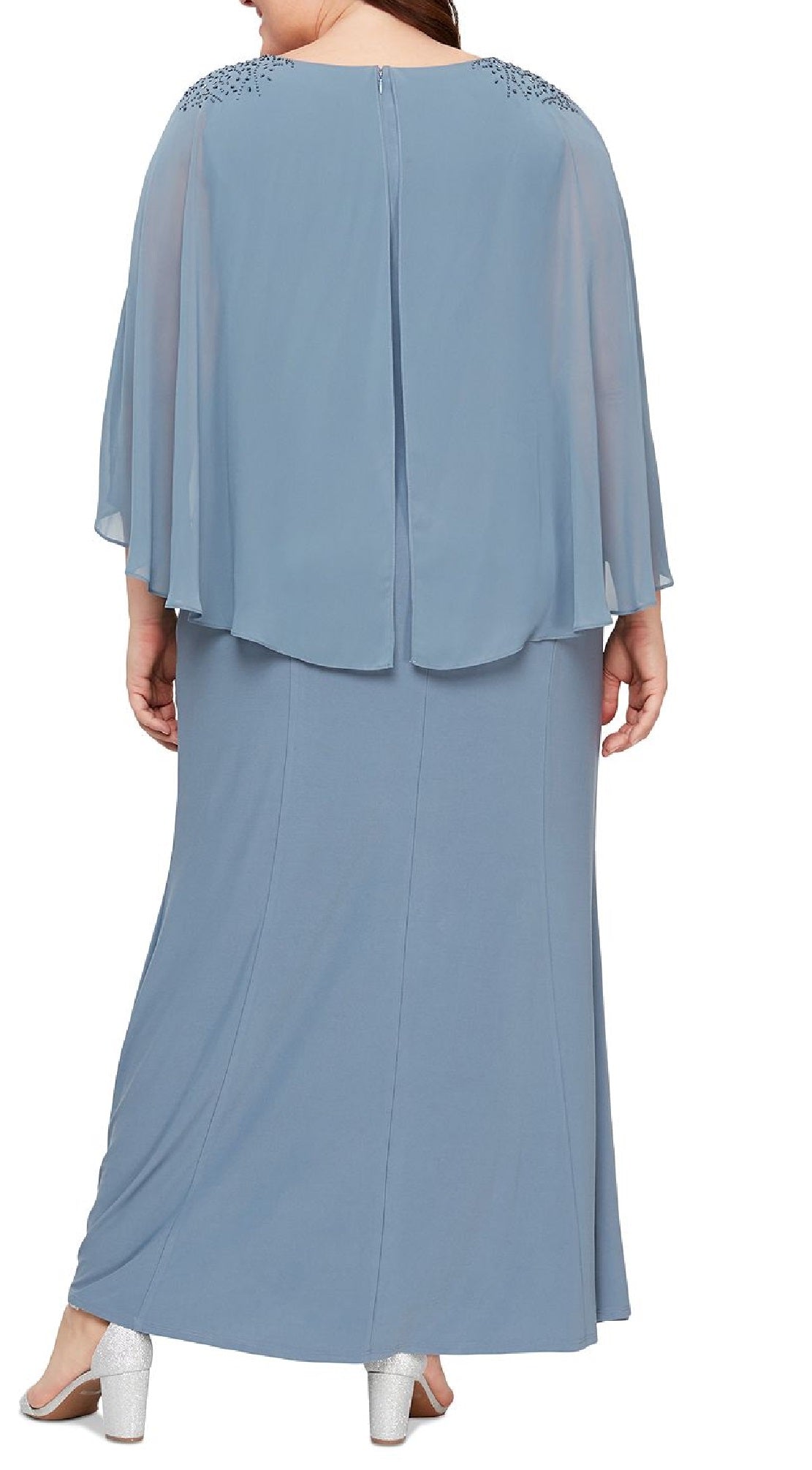 SL Fashions Women's Beaded Popover Gown Blue Size 20W